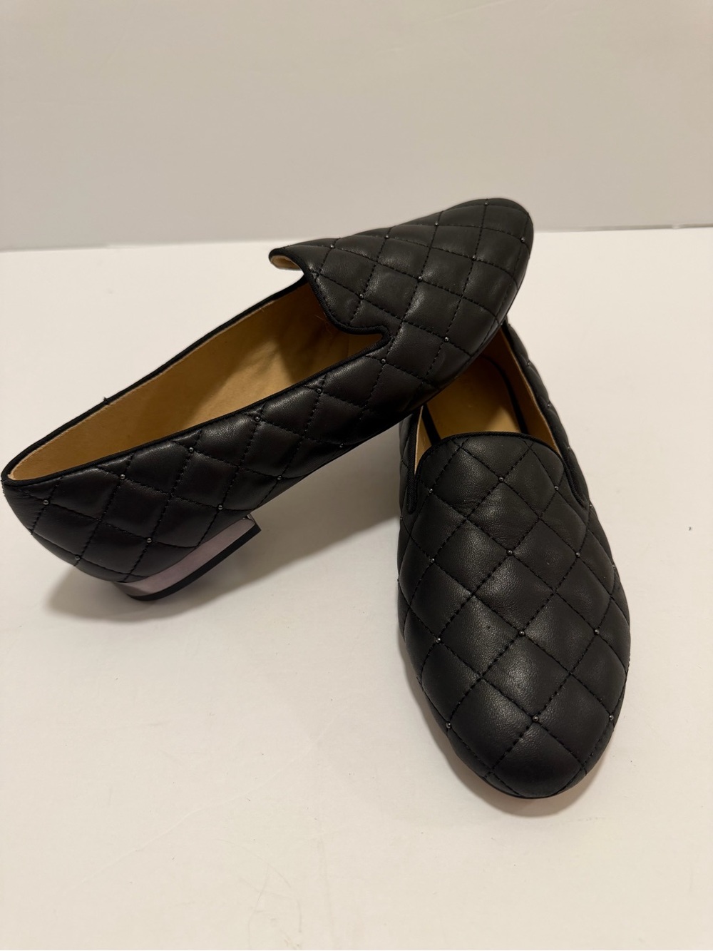 TALBOTS Ryan Stud Quilted Loafer Black Size 9
